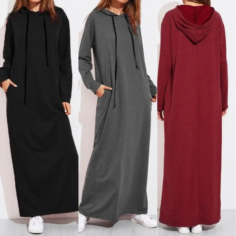 Мусульманский спортивный костюм, длинное женское Спортивное платье, ИД абайя, кафтан, Исламская одежда, одежда с карманами, Женский кафтан