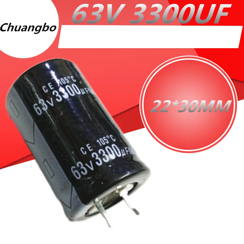

2-10pcs Higt quality 63V3300UF 22*30MM aluminum electrolytic capacitor 63V 3300UF 22*30MM