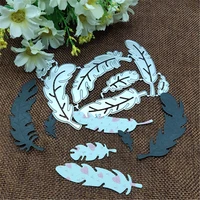 7pcs feathers background metal cutting dies stencils for diy scrapbooking decorative embossing handcraft template
