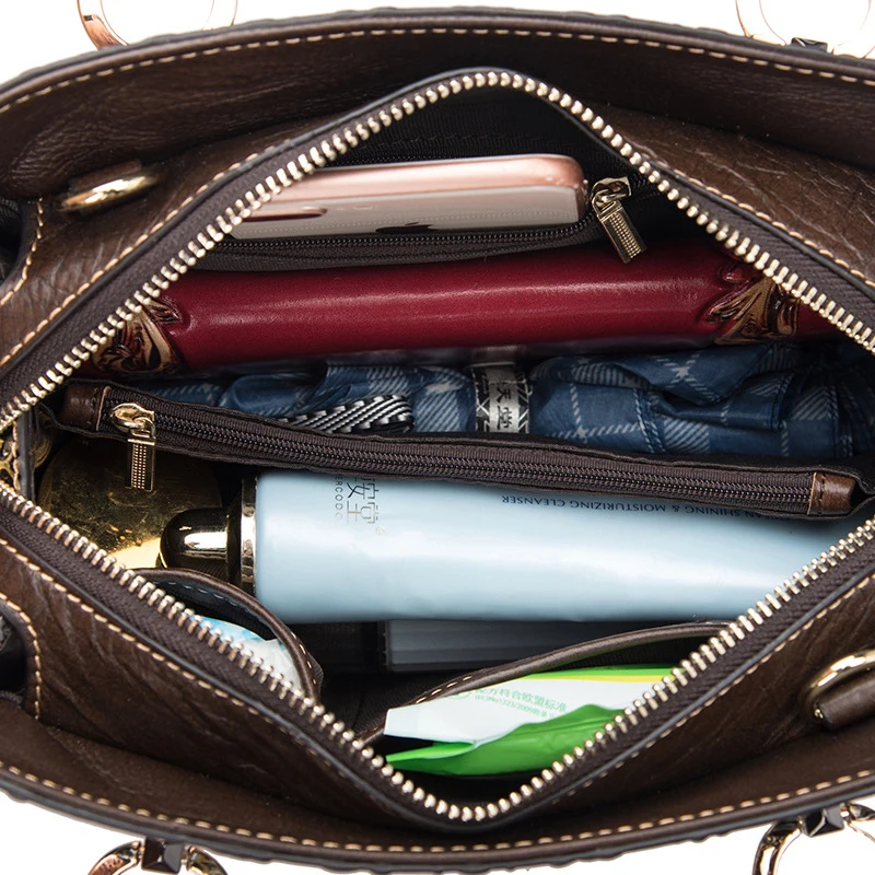 

Vintage Genuine Leather Women Handbag Embossed Brush Color Leather Shoulder Bag Casual Women Crossbody Bag Ladies Bags bolsa sac