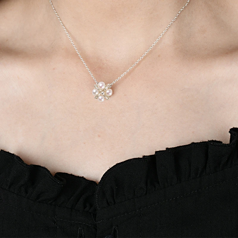 Женский чокер из серебра 925 пробы с натуральным пресноводным жемчугом|Ожерелья| |