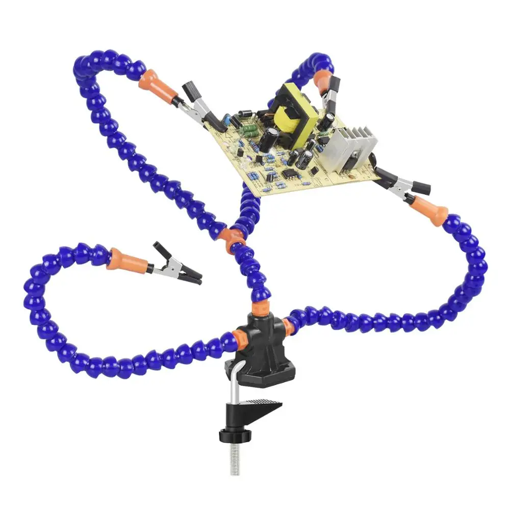 newacalox multi soldering helping hand tool table clip third hand soldering stand welding pcb holder flexible arm soldering tool free global shipping