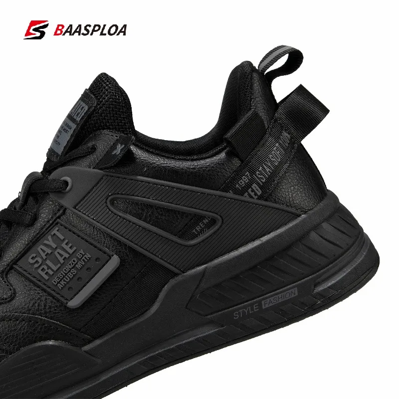 Men's Waterproof Sport Sneakers Lightweight Casual Non-slip Walking Shoes Leather Male Running Shoes Baasploa 2021 New Arriavl