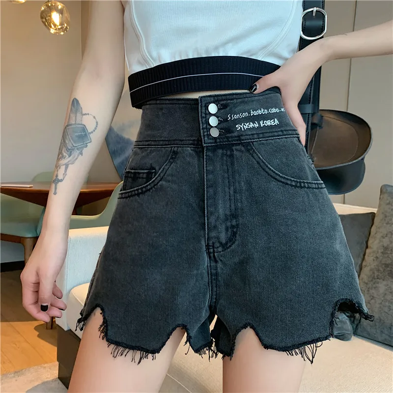 

Hot Sale Letter Embroidered Casual Summer Denim Women Shorts High Waist Plus Size Sexy Short Jeans Plus Size Clothing Female