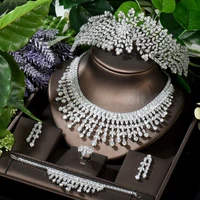 hibride top quality women wedding bridal jewelry sets long tassel pendientes necklace earring sets 5pcs charm headdress n 1624