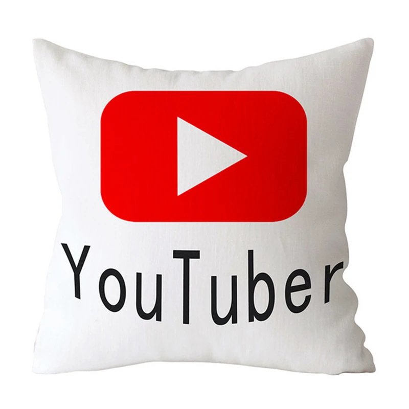 Новый чехол для подушки с принтом логотипа Youtube красно белый полиэфирный