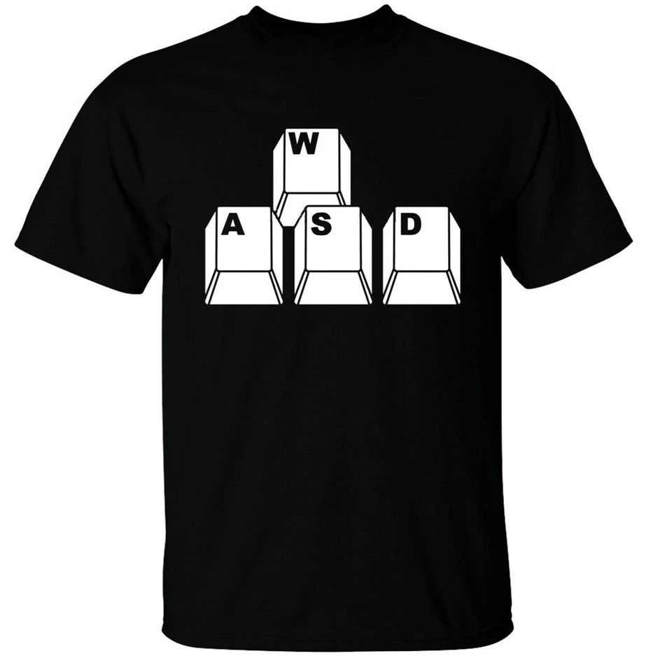 Wasd Keyboard Keys Мужская футболка Забавный геймер компьютерный ПК подарок Праздничная