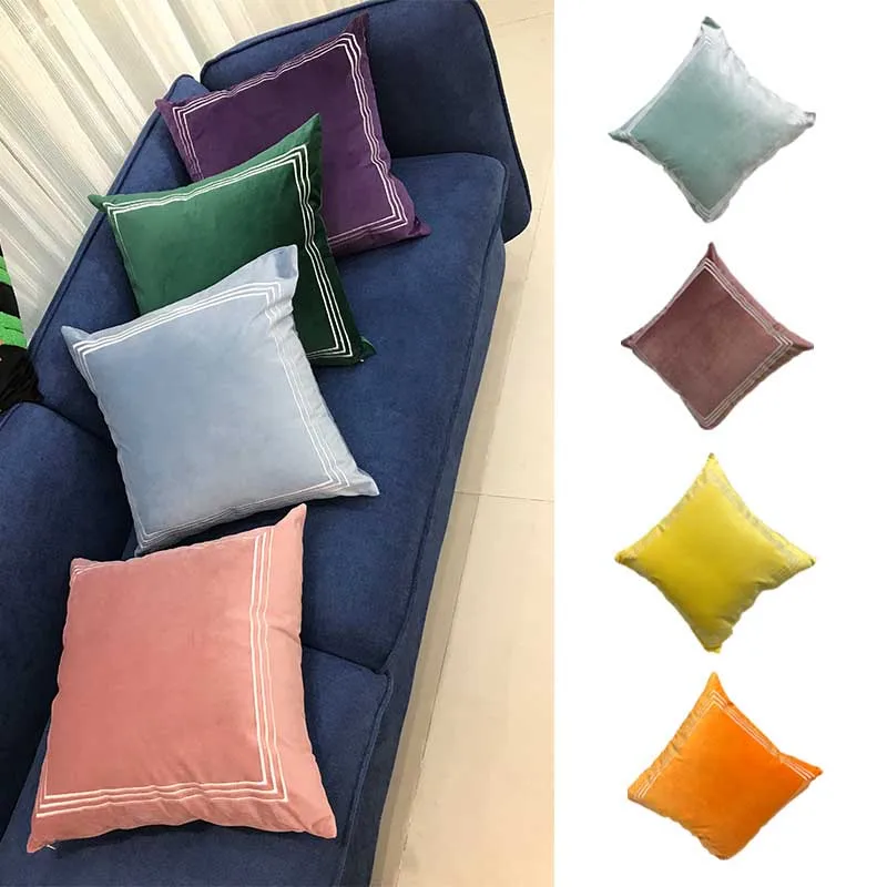 1 шт. бархатная наволочка с вышивкой в скандинавском стиле зеленый серый розовый