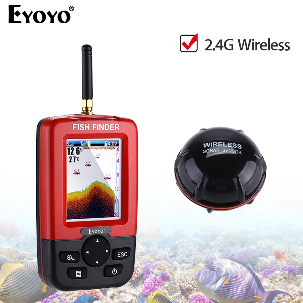 Eyoyo беспроводной Sonar рыболокатор портативный echo sounder ЖК дисплей рыба радар profundizador