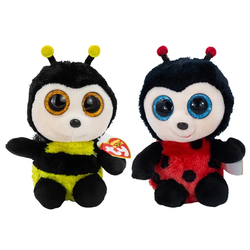 

New 6"15cm TY Big Glitter Eyes Cute Bee ladybug Plush Stuffed Animal Collectible Insect series Doll Toy Christmas Birthday Gift