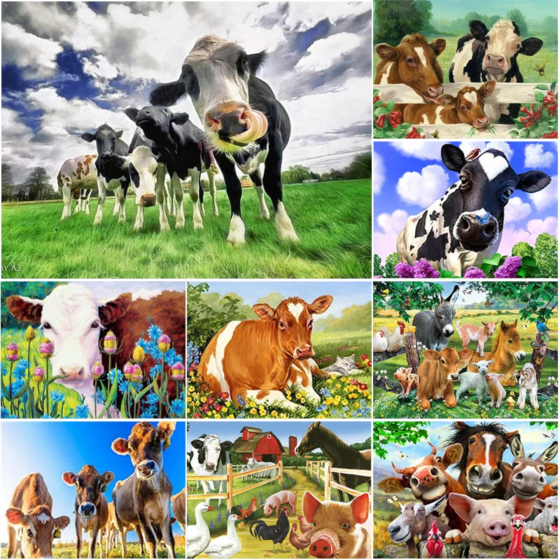 

DIY Cow 5D Special Shaped Diamond Painting Full Round Drill Embroidery Cross Stitch Craft Hand Made Rhinestone Hotel Art Decor