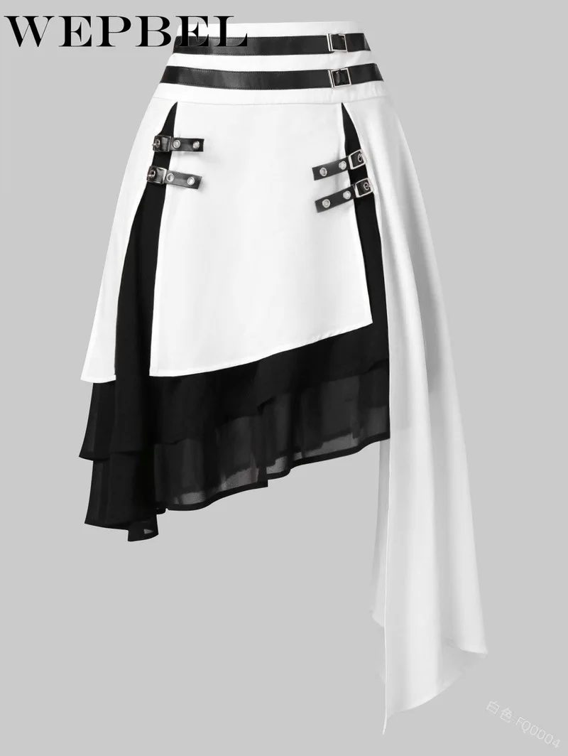 

Mandylandy Womens Gothic Skirts High Waist Chiffon Skirt Asymmetrical Hem Steampunk Layered Skirts Fashion Short Skirt Dress