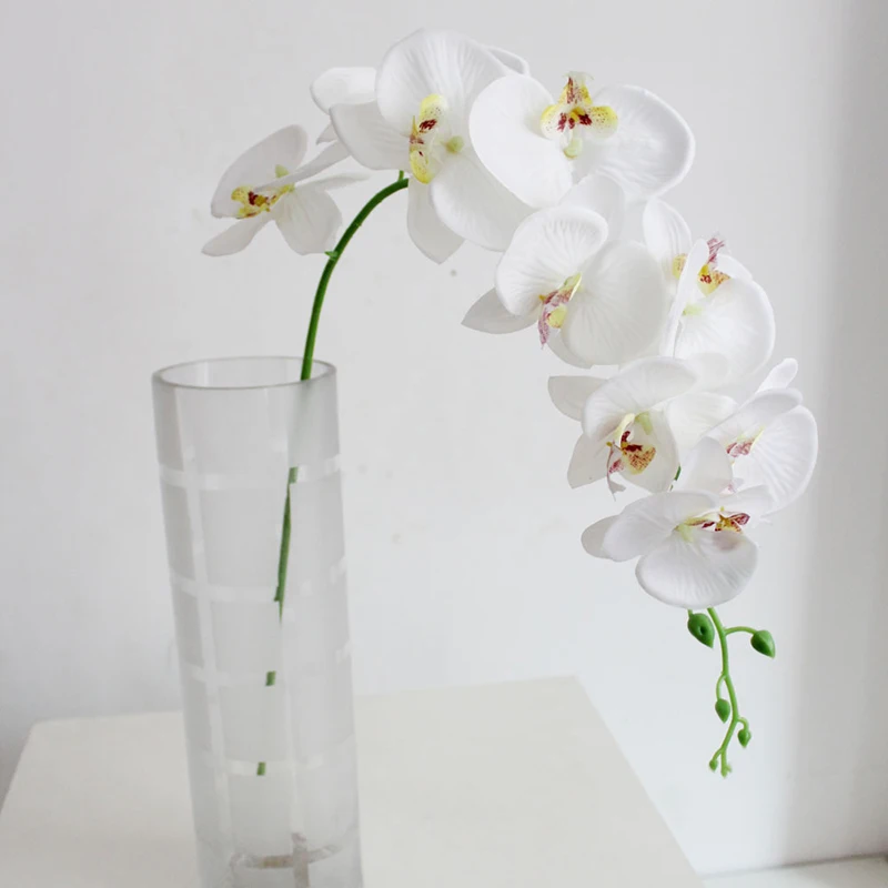 1 Bouquet Of Artificial Flower (1 Bouquet 9 Heads) Artificial Butterfly Orchid Silk Flower Wedding Party Fake Home Bouquet Decor