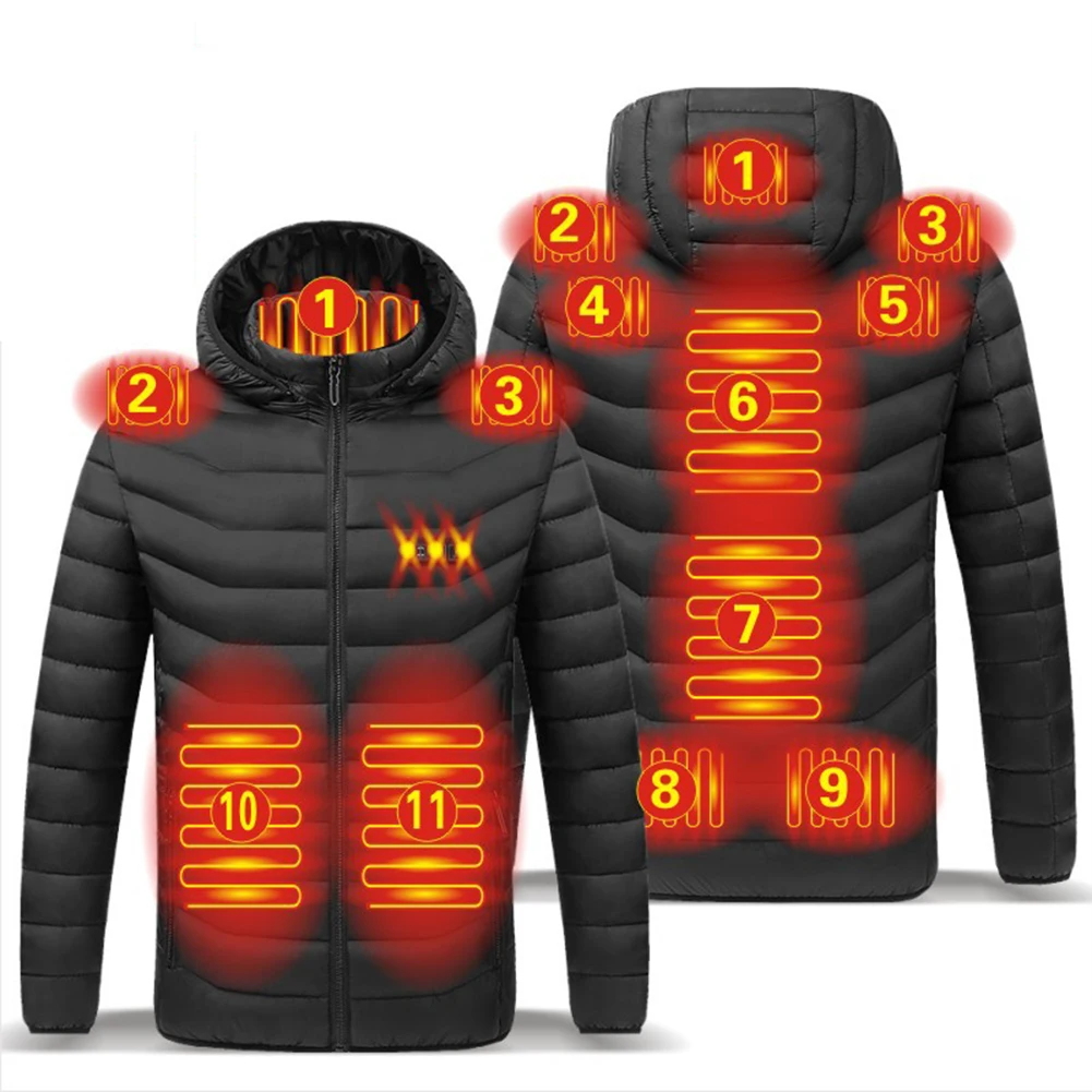 

Heated Vest Jacket Washable USB Charging Hooded Cotton Coat Electric Heating Warm Jacket Outdoor Camping Hiking Heated Jacket