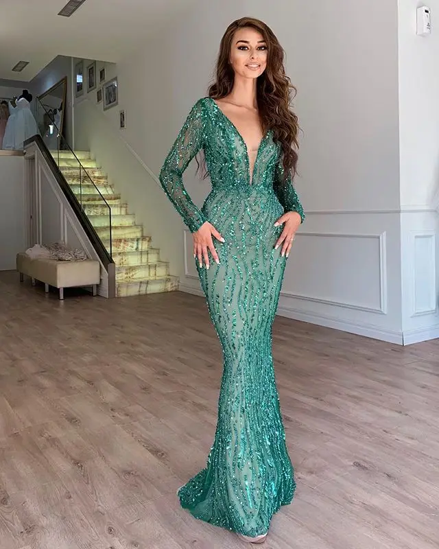 

New Women's Dress Sexy Long Sleeve Deep V Solid Color High Waistline Tassel Dress Temperamemt Communte Streetwear Spring 2021