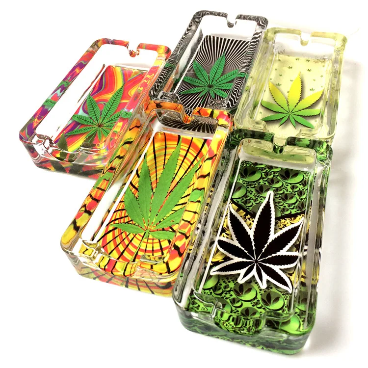 Стеклянная Пепельница в стиле регае раста конопли листок Боба Марли украшение