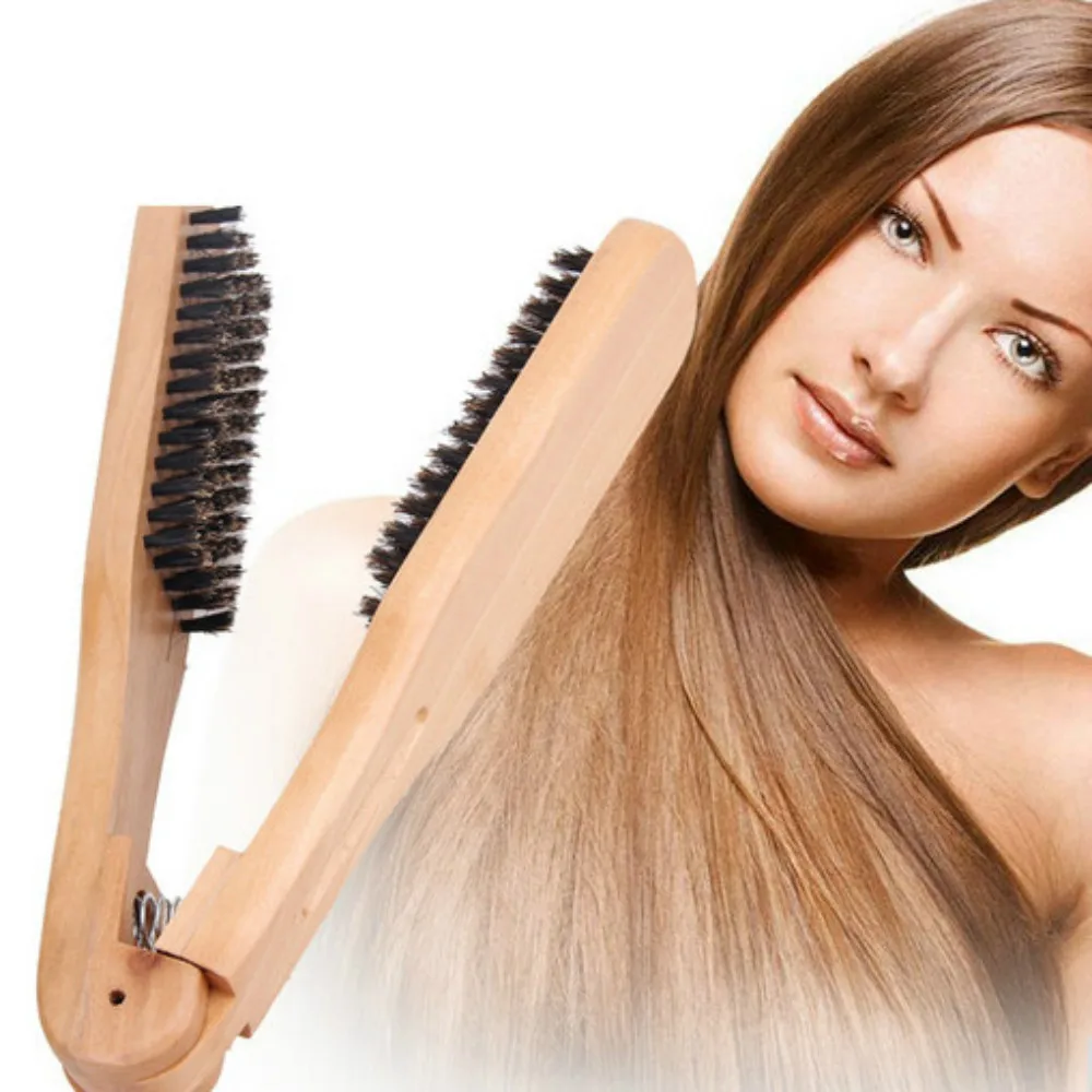 

Salon Hair Hairdressing Wooden Clamp Straightening Hair Double Brush Comb New