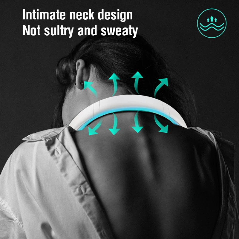Goedkoop Mini Hals Fan Draagbare Bladeless Air Cooler Cooling Fan 3000Mah Oplaadbare Bladloze Opknoping Wearable Nekband Fans