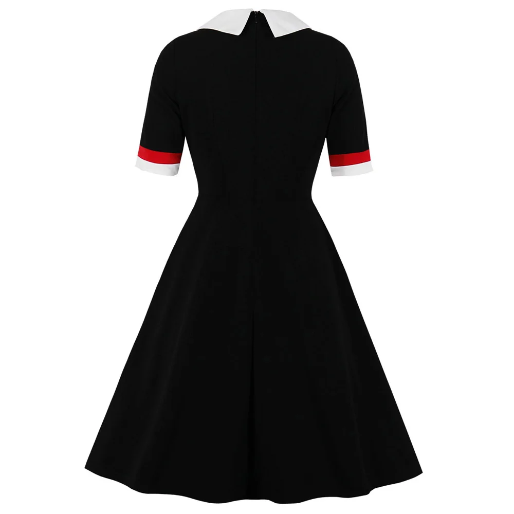 Kenancy контрастное лоскутное женское платье в стиле ретро Осенние с лацканами