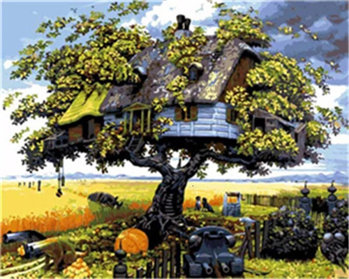 SZGD2279 AZQSD DIY Краска по номерам дерево акриловая краска уникальный подарок Unframe масляной Набор для рисования по номерам Ландшафтный Декор для дома - Цвет: SZGD2279