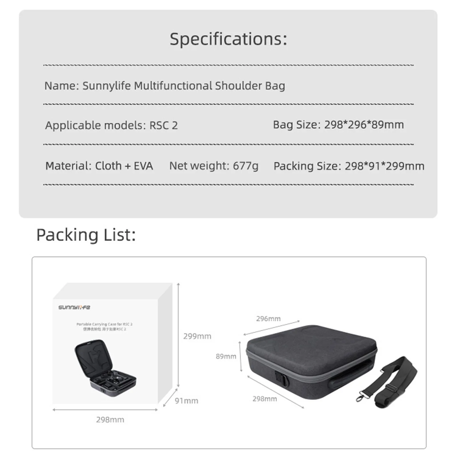 

For DJI-RONIN RSC2 Portable Storage Bag Bag Suitcase Protective Box Accessory RCDroneAccessoriesRCPartsHighQuality