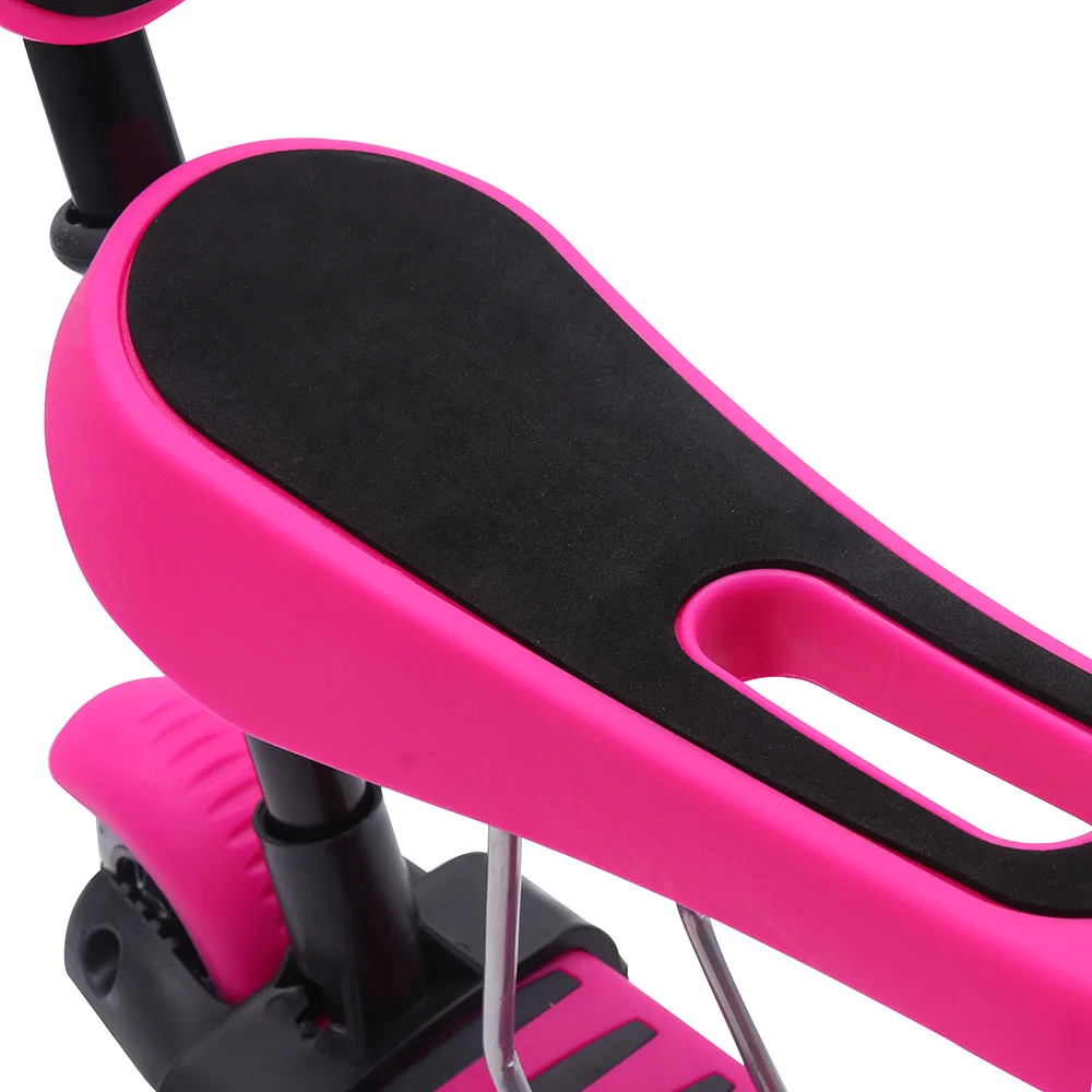 

3 In 1 Adjustable Height 2-8 Years Old Kids 3 Wheel Kick Scooter W/ Foldable Seat And Light Up Wheels Load