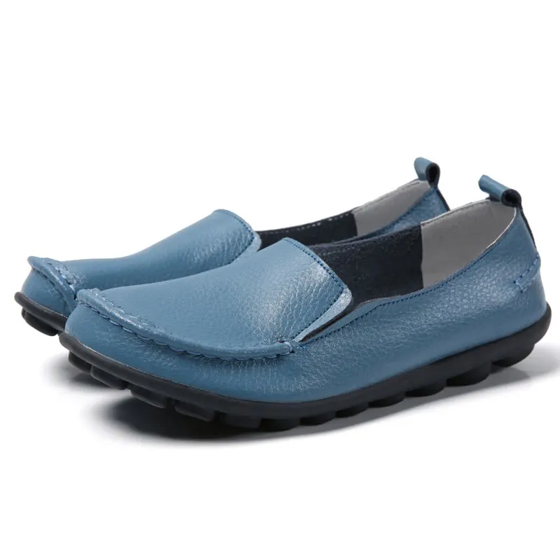 Light Blue Женская обувь; туфли из мягкой натуральной кожи; женские теннисные туфли; женские нескользящие балетки на плоской подошве; кроссовки; женская повседневная обувь; женская обувь размера плюс - Цвет: Light Blue