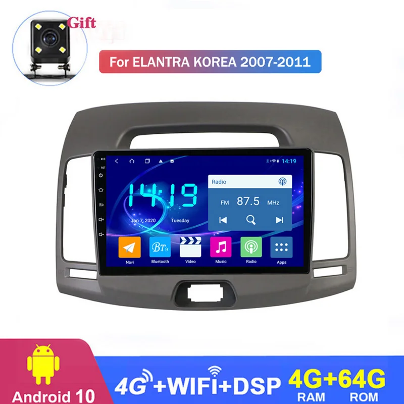 8 ядерное стерео устройство для Elantra korea 2007 2011 Система Android 10 автомобильный экран
