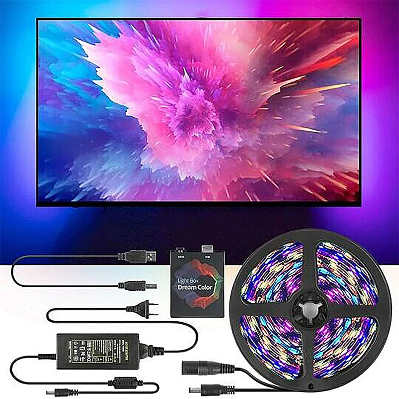 

Светодиодное освещение для HDTV DC 5V RGB подсветка Android TV, украшение атмосферы, экран ПК меняет синхронное освещение ленты