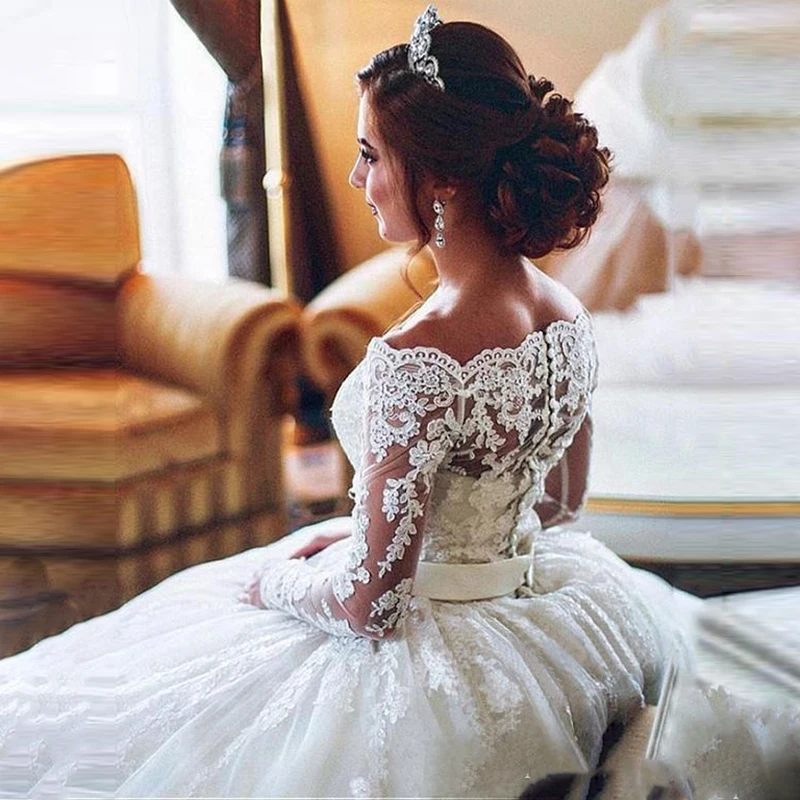 SHJ313 Vestidos De Novia, длинные рукава, кружевные свадебные платья,, Alibaba, на заказ, винтажные, для невесты, новая мода, Robe De Mariee