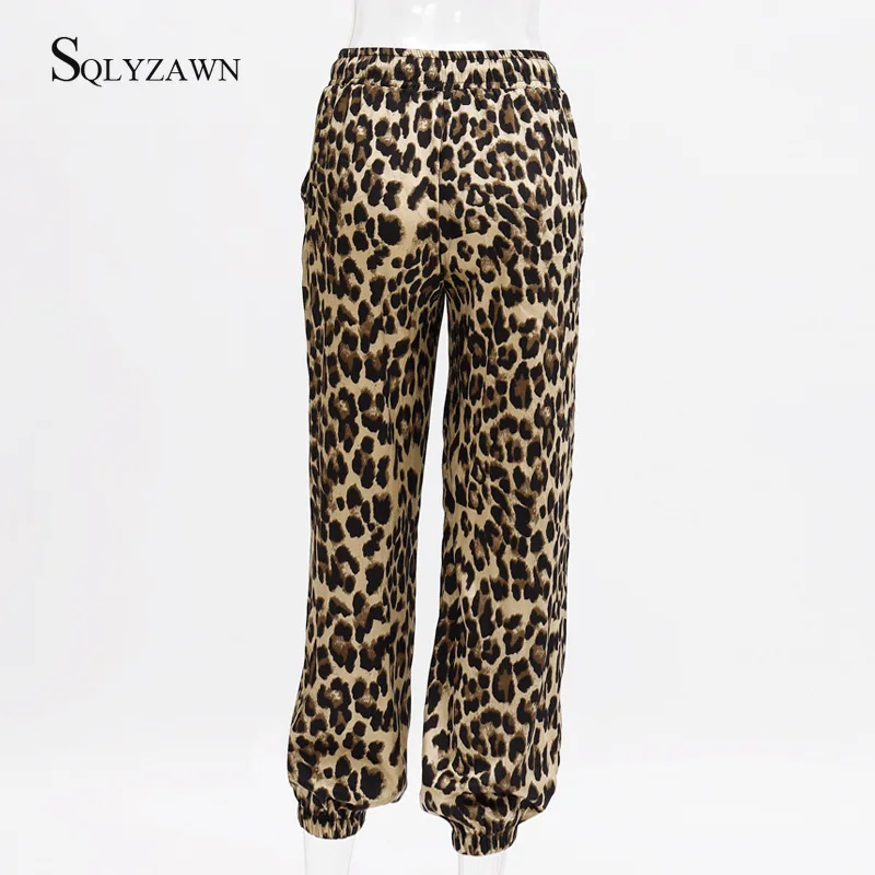 Женский леопардовый принт свободные джоггеры женские свитшоты модные с высокой