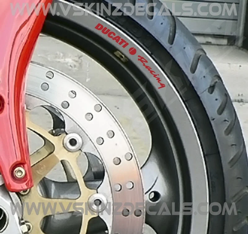 

For 8x Ducati Racing Alt Premium Cast Wheel Rim Decals Stickers Monster Panigale 916