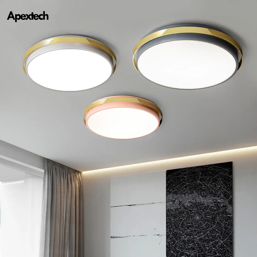 

Macaron LED Ceiling Lights Nordic Living Room Deco Lighting Luminaires Round Shaped Children's Bedroom Ceiling Light