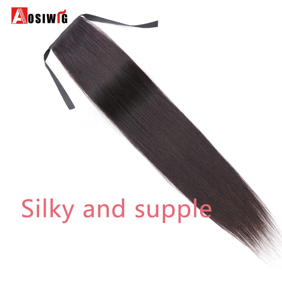 AOSIWIG Long Straight High Temperature Synthetic Drawstring Ponytail Clip in Pony Tail Extension Hairpiece Frosted Wig for Women | Шиньоны и
