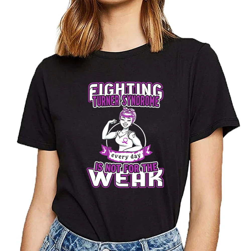 

Tops T Shirt Women turner syndrome fight it every day awesome Basic Black Short Female Tshirt