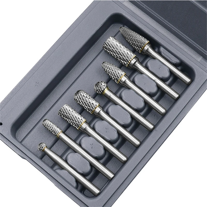 

8Pcs 6mm Shank Double Groove Rotary File Tungsten Carbide Burr Bit CNC Engraving Rotary Cutter 6-12mm Grinding Head