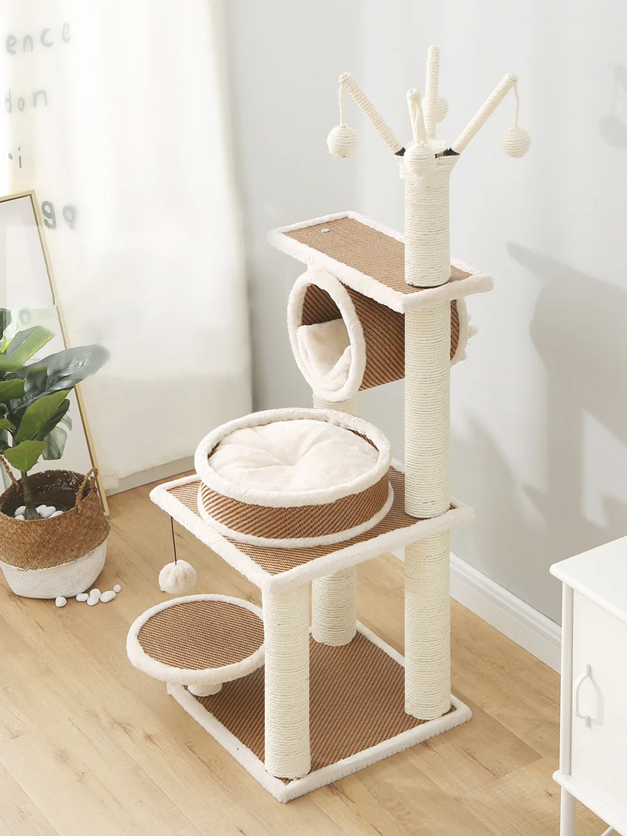 Рама для скалолазания кошек из цельного дерева Когтеточка на платформе|Мебель и