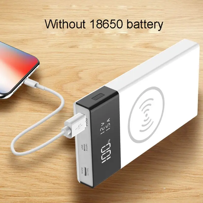 6x18650 батарея DIY Qi Беспроводное зарядное устройство QC3.0 USB Type C PD Power Bank Box чехол PXPE |
