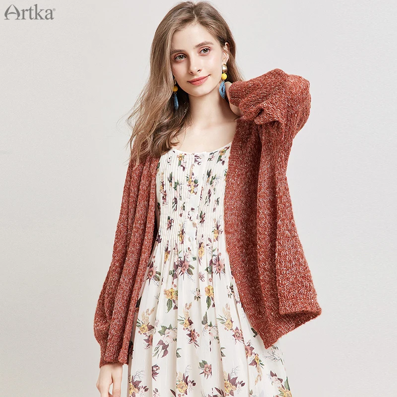 ARTKA 2019 Autumn New Women's Sweater Fashion Casual Knitting Cardigan Long Sleeve Open Stitch For Women WB15197Q |