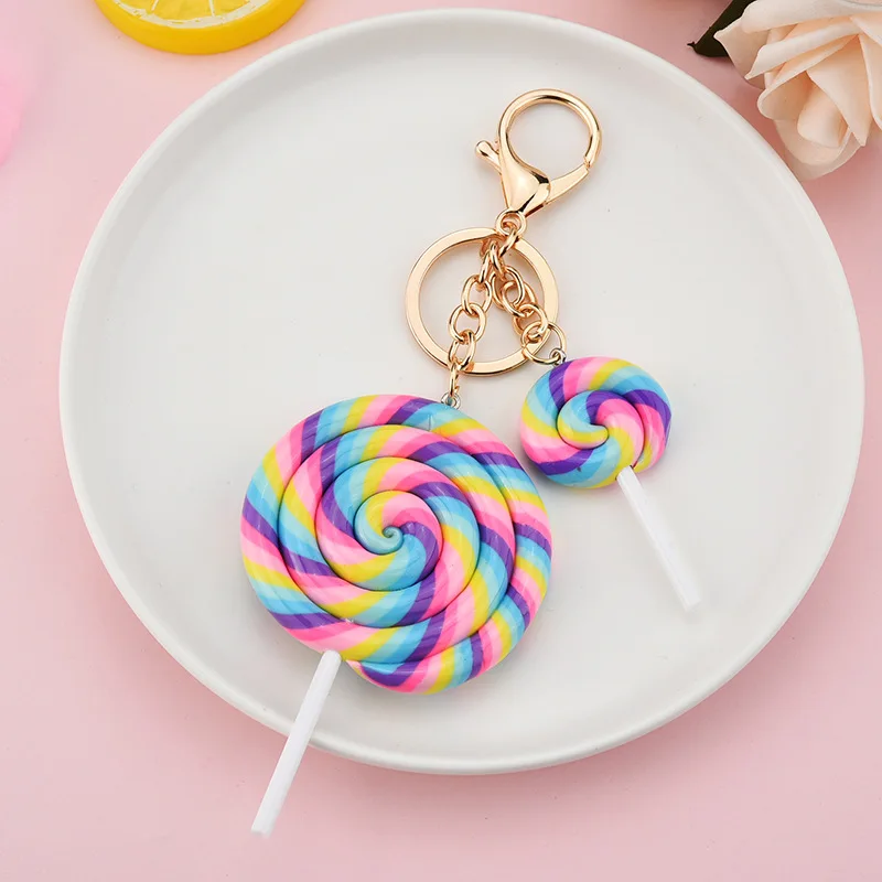 

Creative Lollipop Food Keychains Cute Lifelike Lolly Car Key Chain Girl Bag Pendant Keyring Student Lovers Holiday Gifts