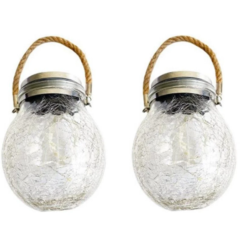 

2 Pcs Outdoor Hanging Solar Lights,Solar Lanterns,Waterproof Garden Decoration LED Lanterns,Solar Jar Lights,Warm Light