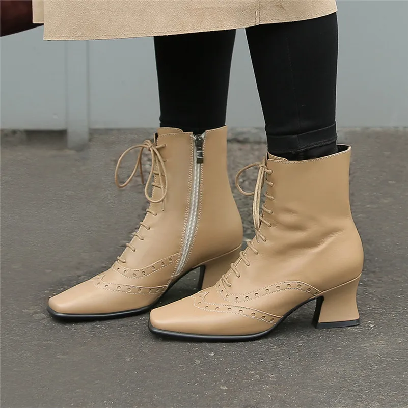 FEDONAS/женские ботильоны с перекрестной шнуровкой сезон осень-зима винтажная