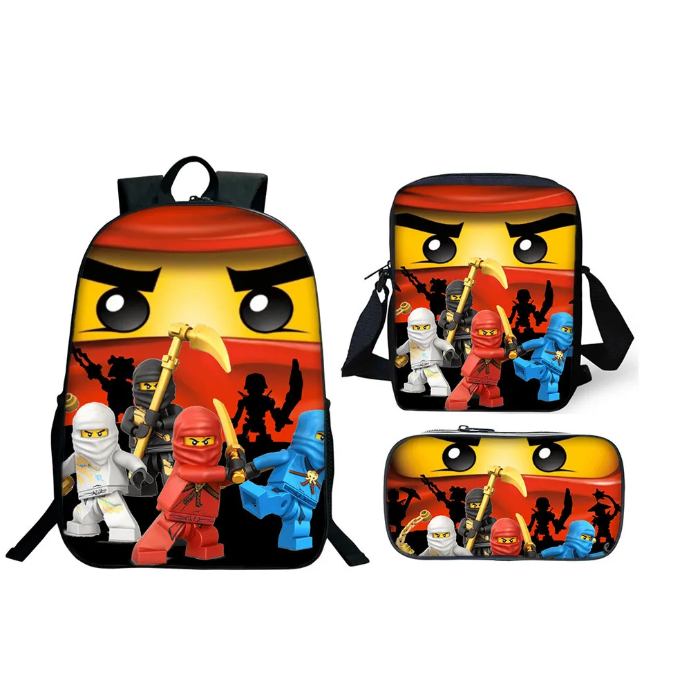 Рюкзак для мальчиков и девочек Ninjago Games 3 шт. школьный ранец подростков с usb