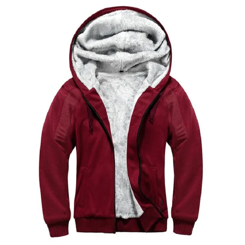 

Newest Solid Color Thicken Zipper Hoodies Men Fashion Fleece Long Sleeve Man Jackets Sweatshirt Streetwear Warm Cardigan Padded