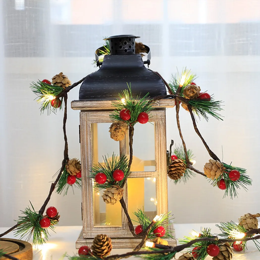 

LED String Light Christmas Pine Cones Branch Xmas Tree Ornaments Outdoor Waterproof 2022 New Year Party Garlands Decoration