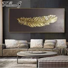Картина из квадратныхкруглых страз FULLCANG 5d, большая абстрактная картина из золотых перьев, алмазная вышивка, декор для Стразы FC1868