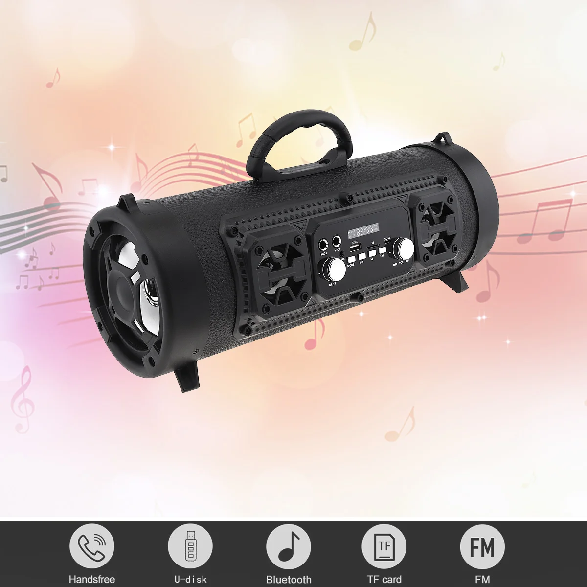 저렴한 FM 라디오와 휴대용 야외 컬러 라이트 서브 우퍼 스피커 TF 자동차 AUX USB 마이크 블루투스 호환 홈 야외에 대 한 저렴한 FM 라디오와 휴대용 야외 컬러 라이트 서브 우퍼 스피커 TF 자동차 AUX USB 마이크 블루투스 호환 홈 야외에 대 한