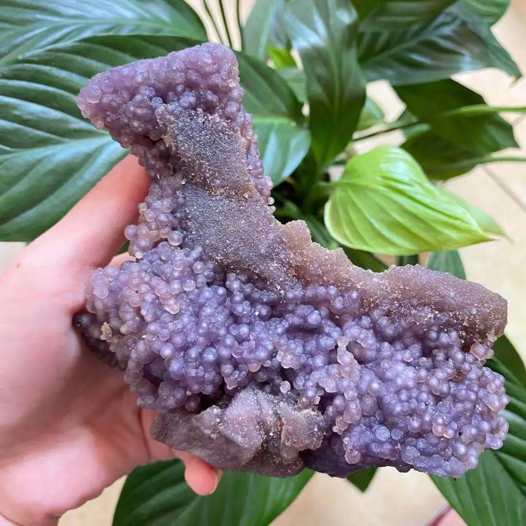 

Rare! Top natural grape agate crystal quartz mineral specimen Reiki healing