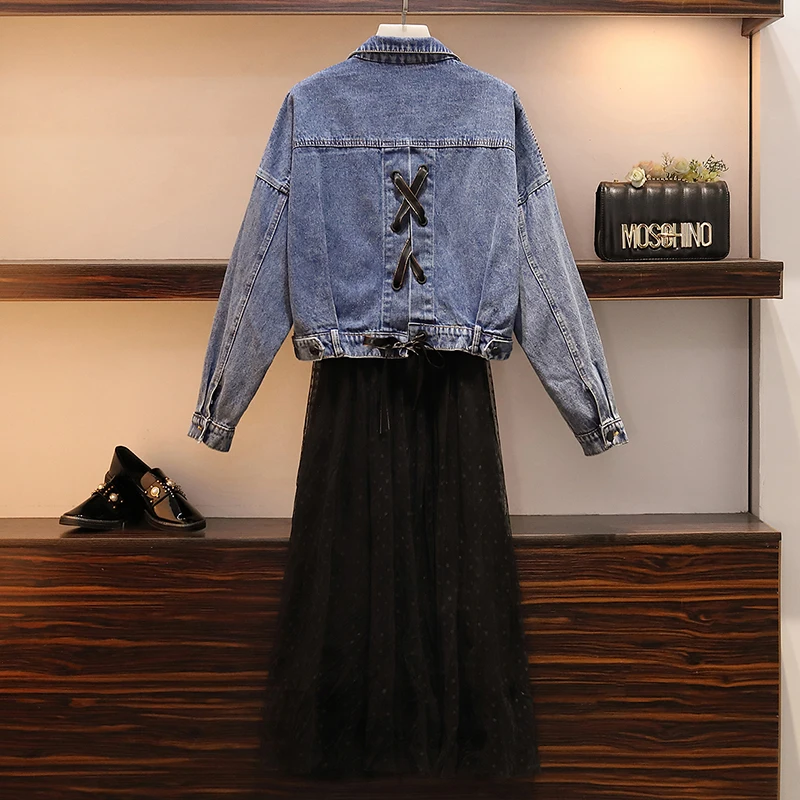 Джинсовый жакет большого размера L 5XL с кружевом новинка весны 2020 джинсовый +