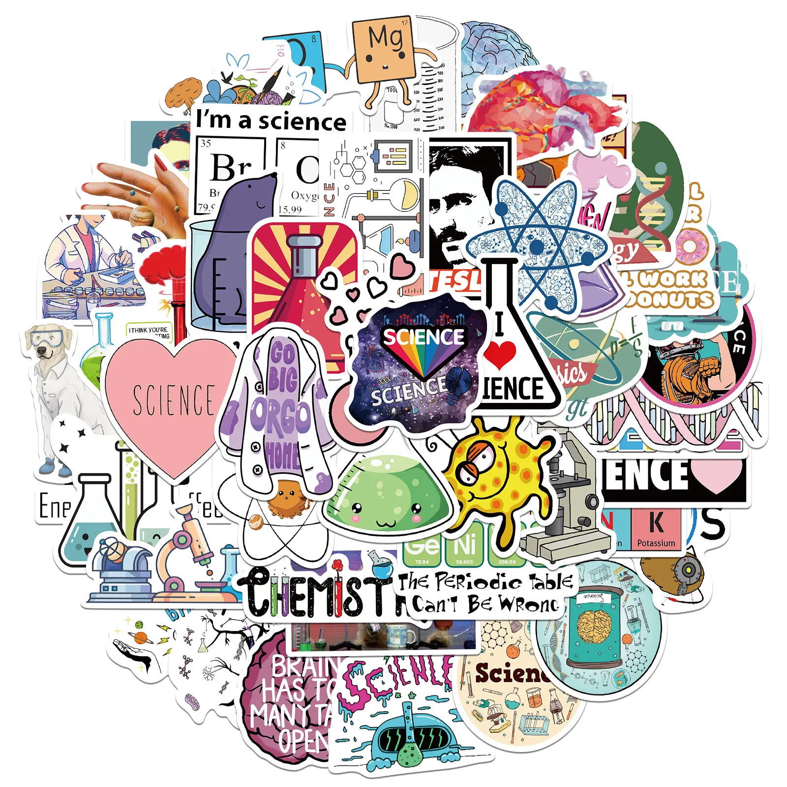 

25/50PCS Chemistry Stickers Scientists Funny Sticker to DIY Laptop Suitcase Notebook Motorcycle Car Decals Toy For Kids